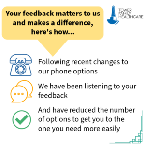 A graphic letting patients know that their feedback does matter to us and the difference this is making.
