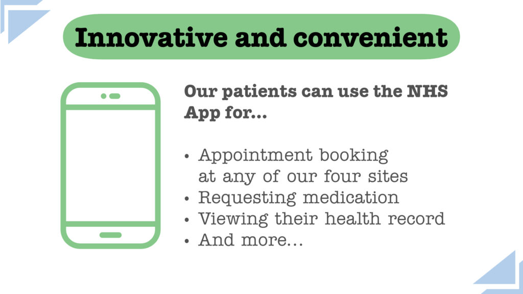 A graphic letting people know what the NHS App has to offer.